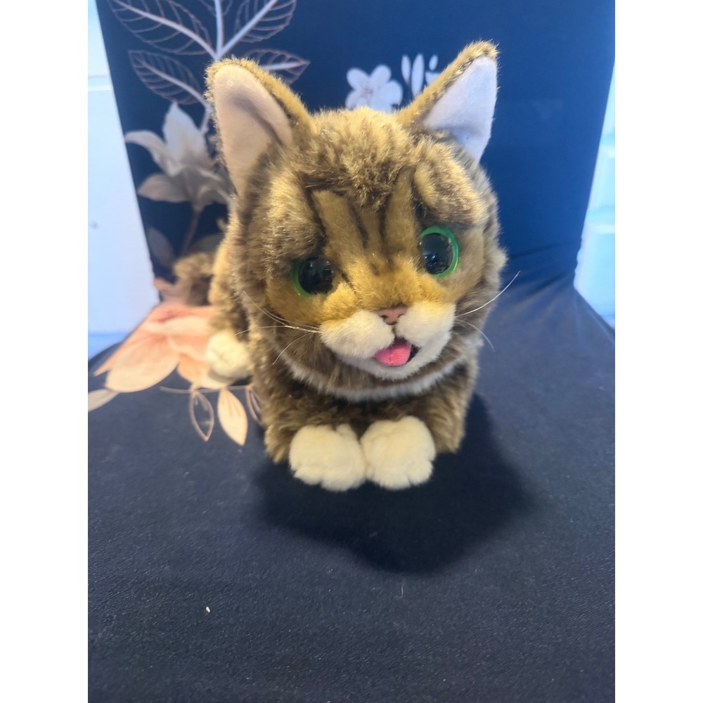 Cuddle Barn Lil BUB Plush Cat Brown Tabby Stuffed Animal Green Eyes 2014 10 inch